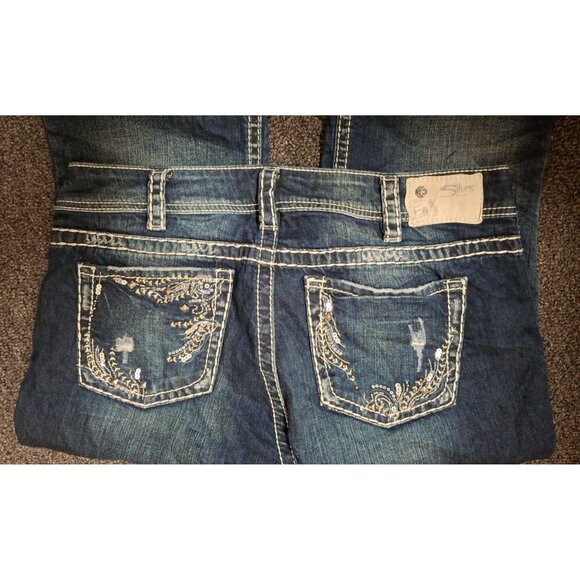 Silver Jeans Suki Bootcut Womens Sz 16x30 Embellished Sequin Pocket Denim Bling - Picture 3 of 4